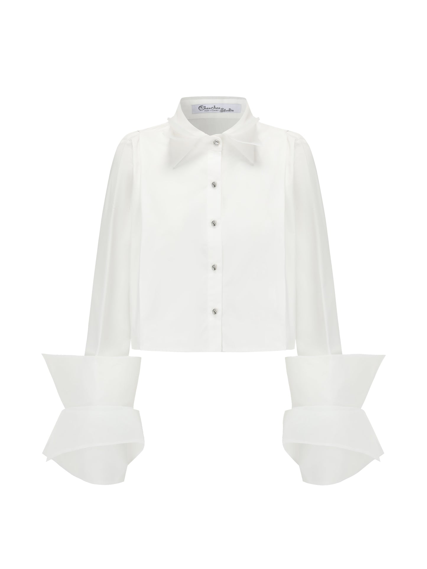 Organza Cropped Shirt - White