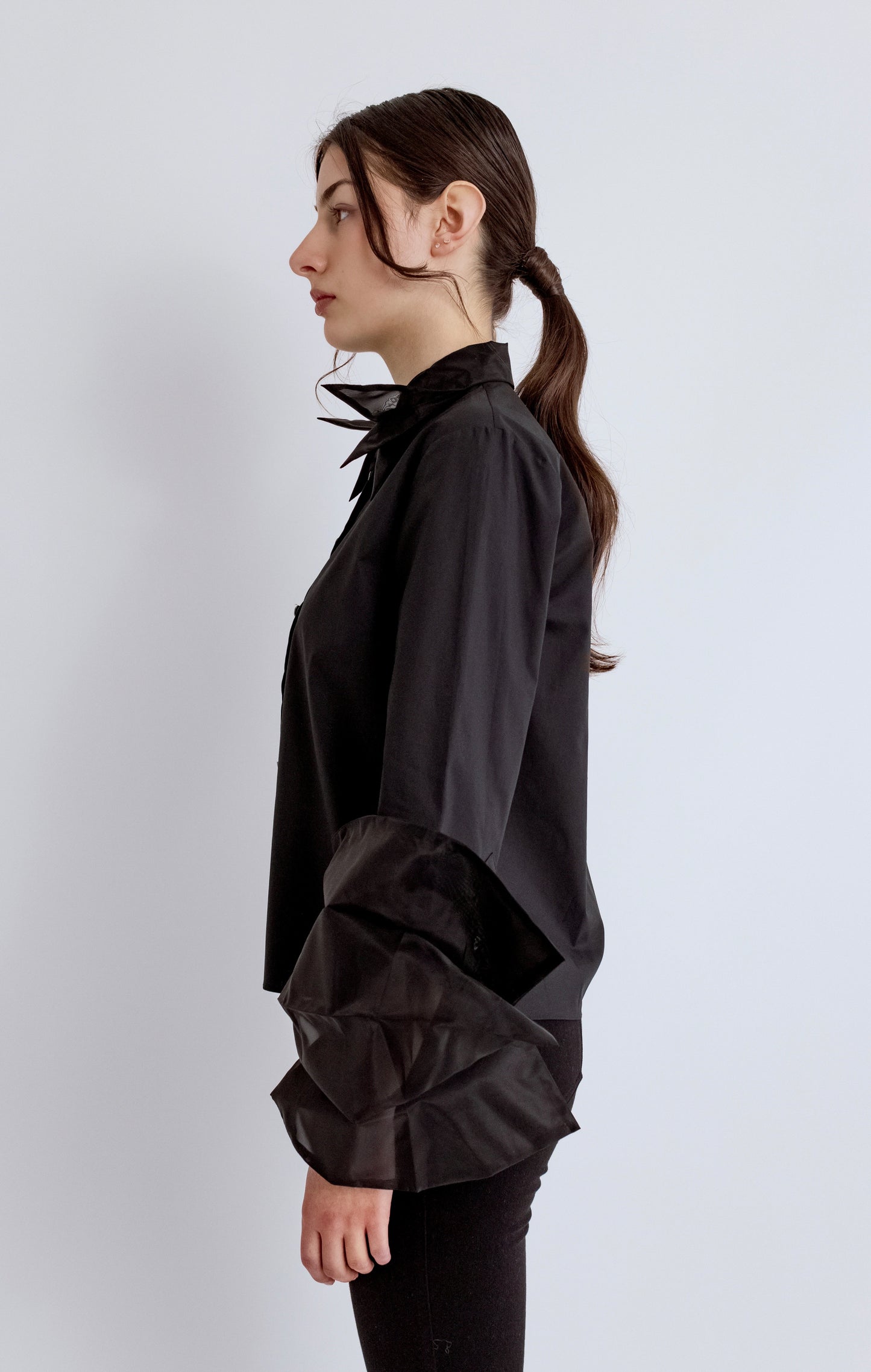 Organza Simple Shirt - Black