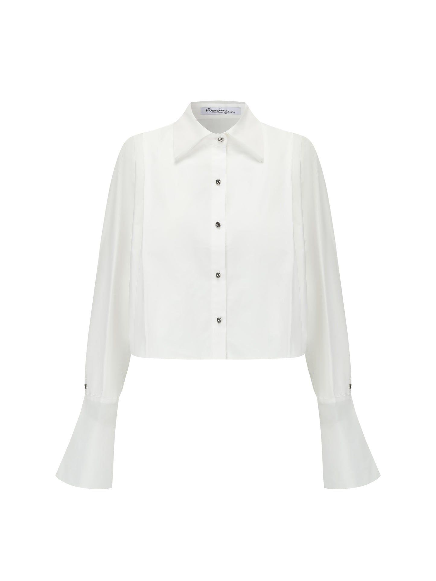 Organza Cropped Shirt - White