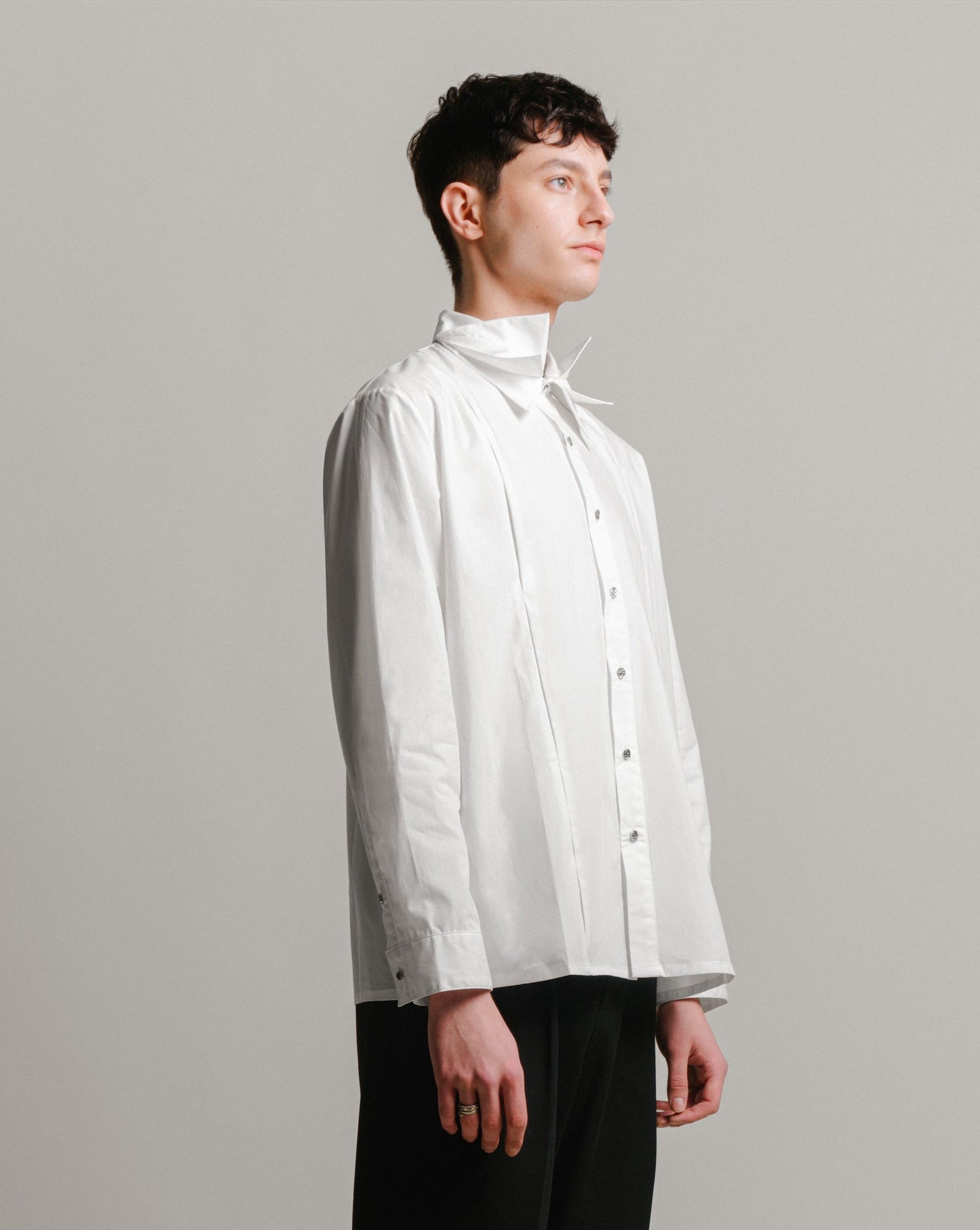 3-layer Oversize Shirt - Unisex White