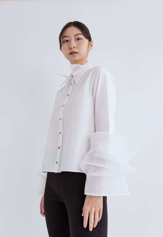 Organza Simple Shirt - White