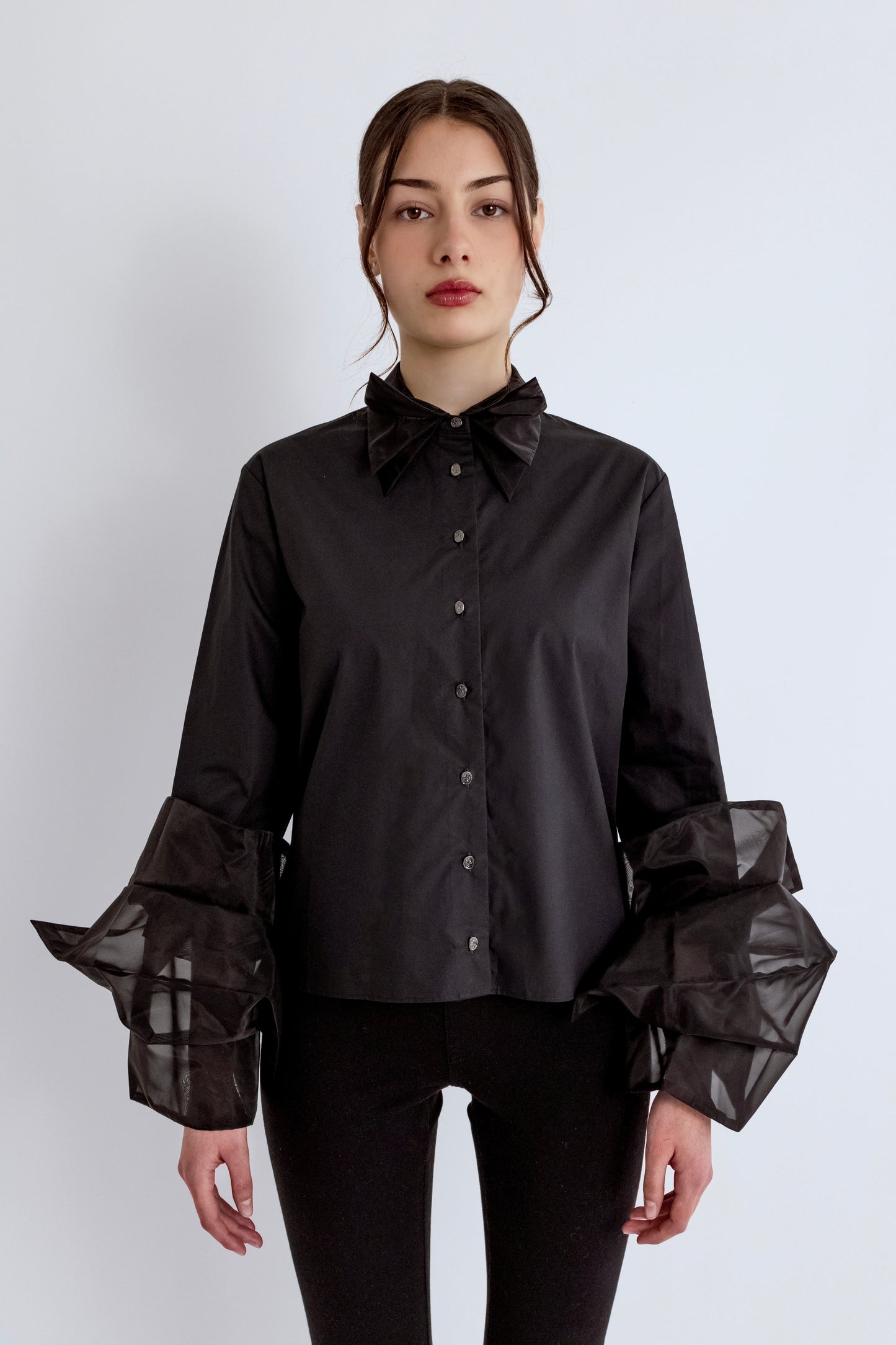 Organza Simple Shirt - Black