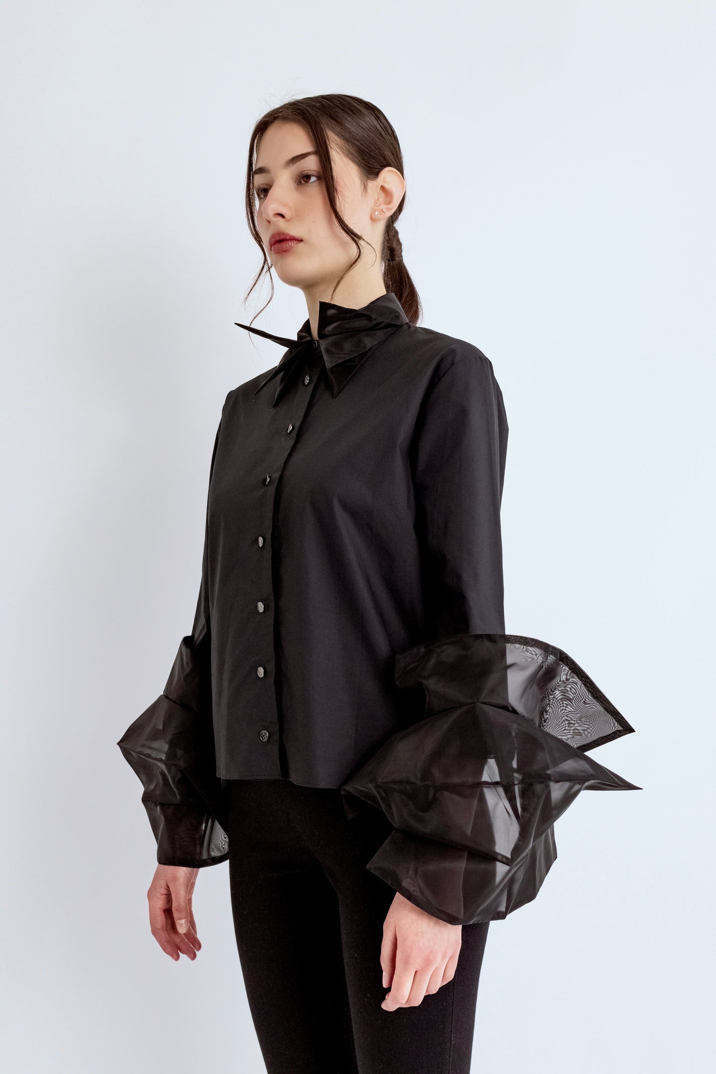 Organza Simple Shirt - Black