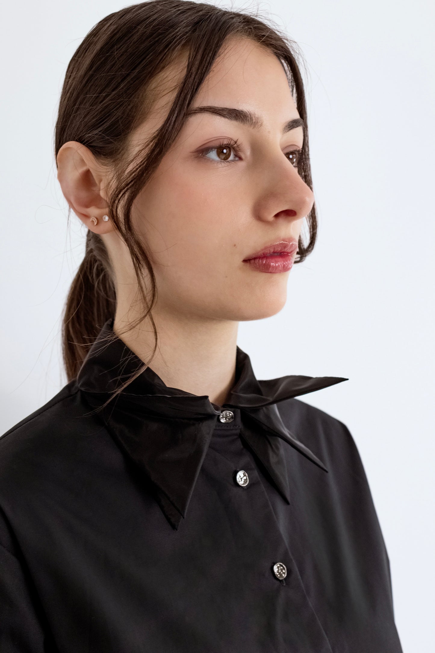 Organza Simple Shirt - Black