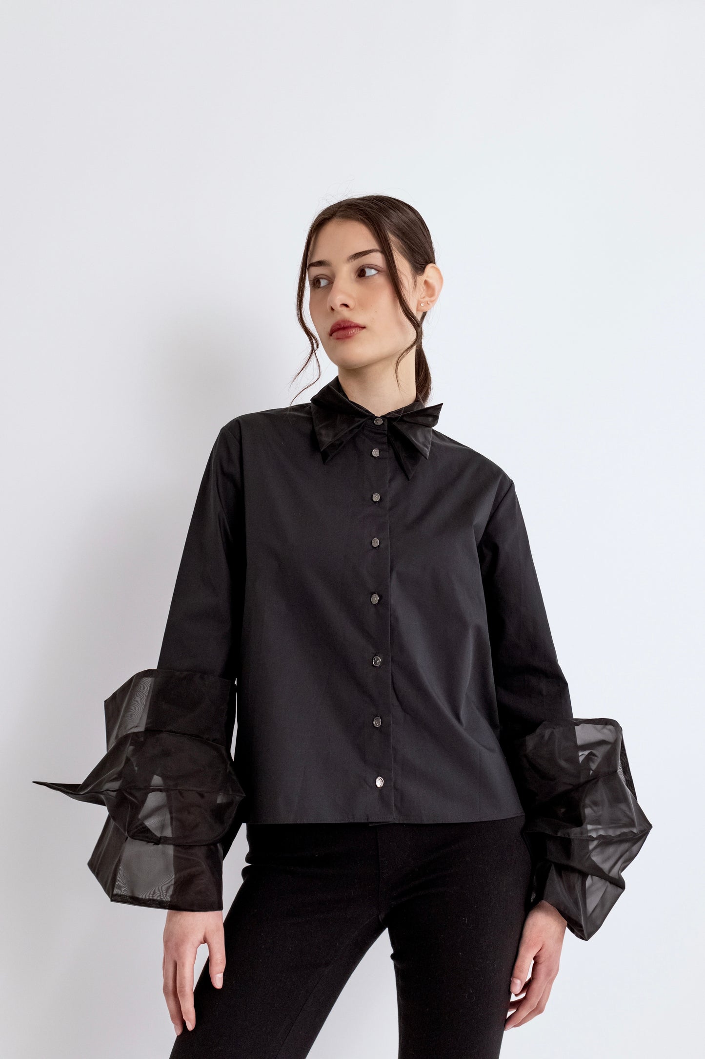 Organza Simple Shirt - Black