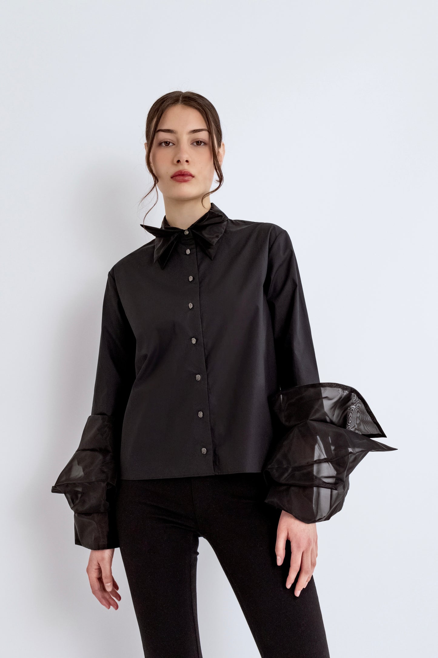 Organza Simple Shirt - Black