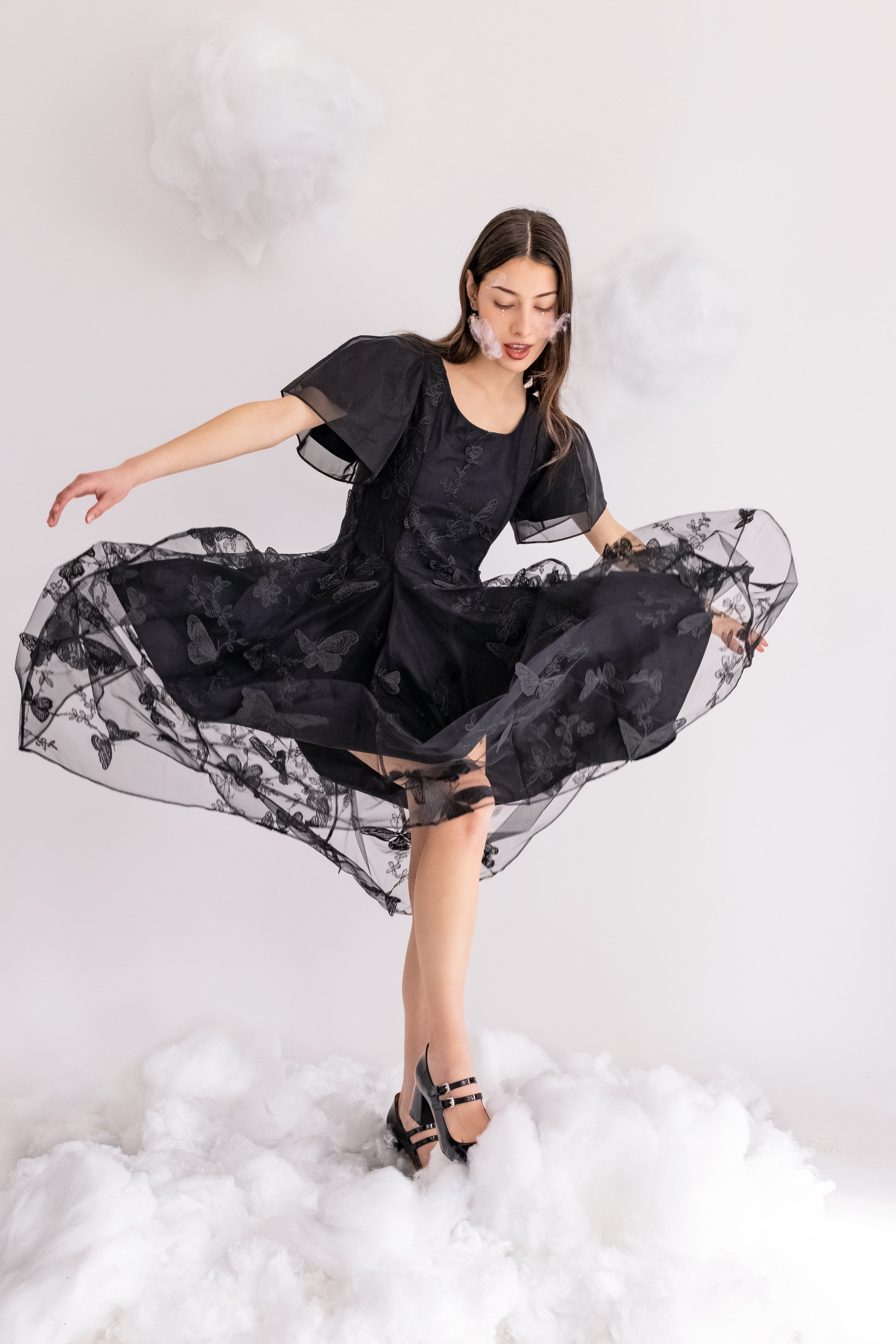 Black butterfly dress online